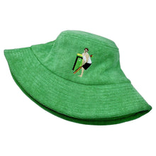 Load image into Gallery viewer, Backyard Cricket - Green Terry Bucket Hat - Dadi Cools