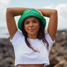 Load image into Gallery viewer, Backyard Cricket - Green Terry Bucket Hat - Dadi Cools