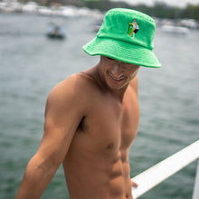 Load image into Gallery viewer, Backyard Cricket - Green Terry Bucket Hat - Dadi Cools