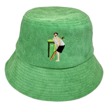 Load image into Gallery viewer, Backyard Cricket - Green Terry Bucket Hat - Dadi Cools