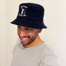 Load image into Gallery viewer, Head Down Nothing Silly - Blue Corduroy Bucket Hat - Dadi Cools