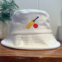 Load image into Gallery viewer, Let's Play Cricket - White Terry Bucket Hat - Dadi Cools