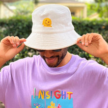 Load image into Gallery viewer, Melted Smiley Face - White Terry Bucket Hat - Dadi Cools