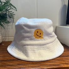Load image into Gallery viewer, Melted Smiley Face - White Terry Bucket Hat - Dadi Cools
