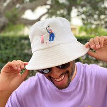 Load image into Gallery viewer, The Kohli Cover Drive - White Terry Bucket Hat - Dadi Cools