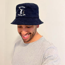 Load image into Gallery viewer, Head Down Nothing Silly - Blue Corduroy Bucket Hat - Dadi Cools
