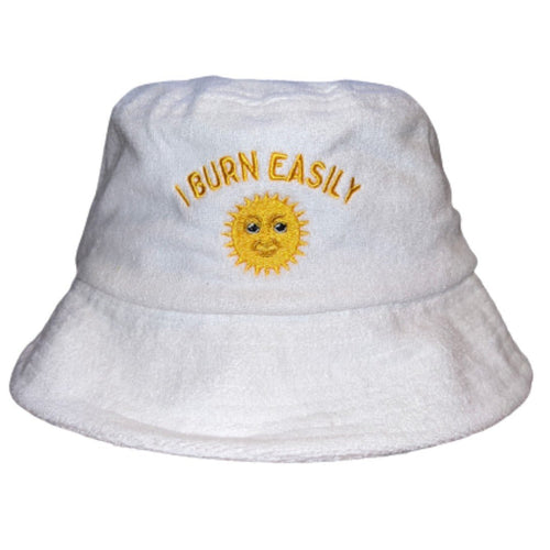 I Burn Easily - White Terry Bucket Hat - Dadi Cools