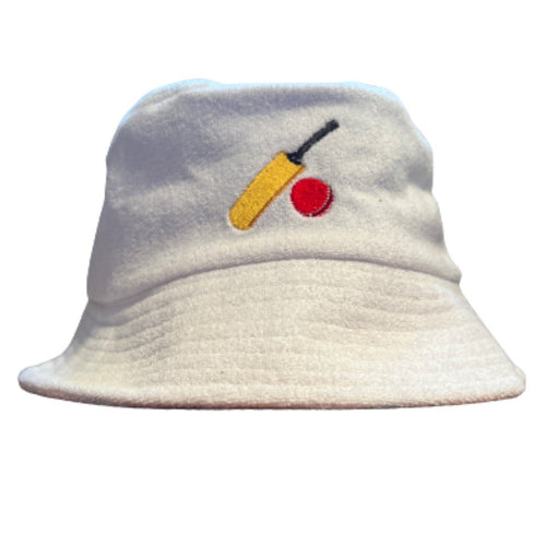 Let's Play Cricket - White Terry Bucket Hat - Dadi Cools